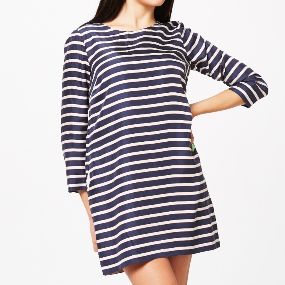 J Crew Striped Shift Dress Sz S